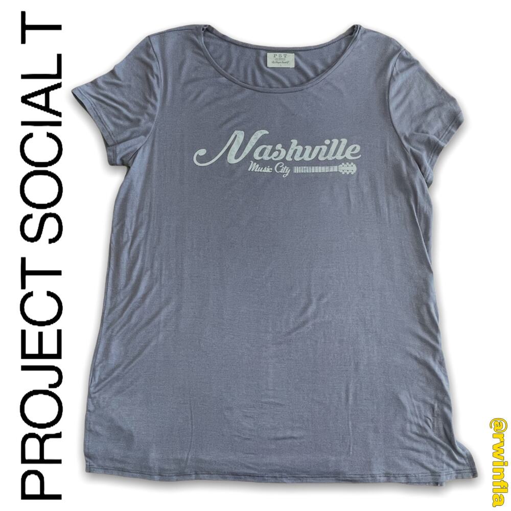 PST Project Social T Nashville Music City Graphic Tee Gray Women's Size Large
